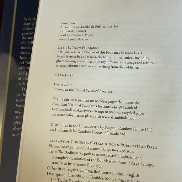 The Bodhisattva Path to Unsurpassed Enlightenment by Arya Asanga | 2016 - Picture 2 of 5